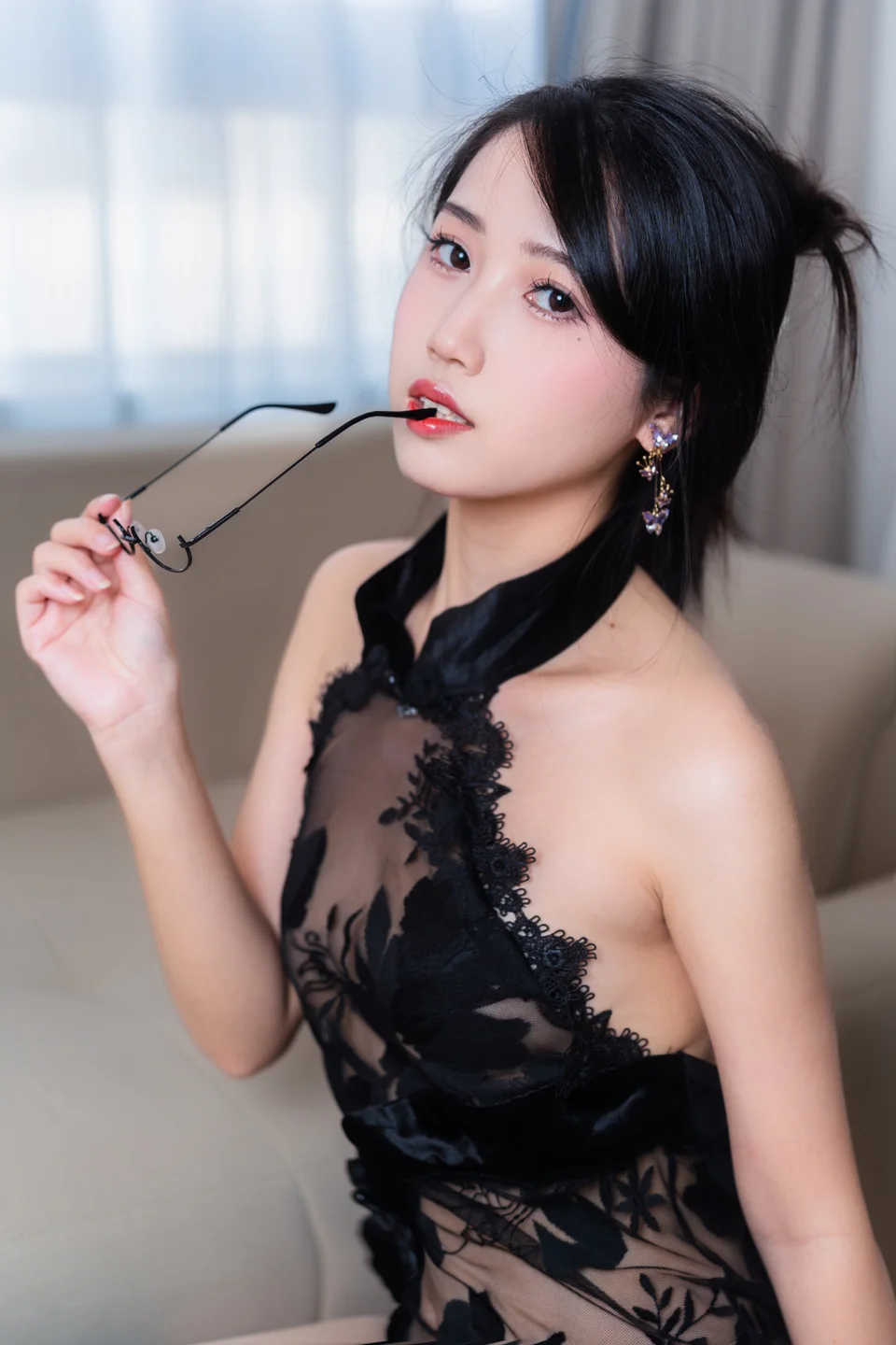 不呆猫 - 黑旗袍过膝袜御姐 [42P] icoser.la (008).webp